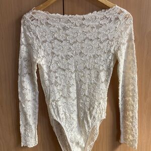 Victoria's Secret Cream Lace Bodysuit